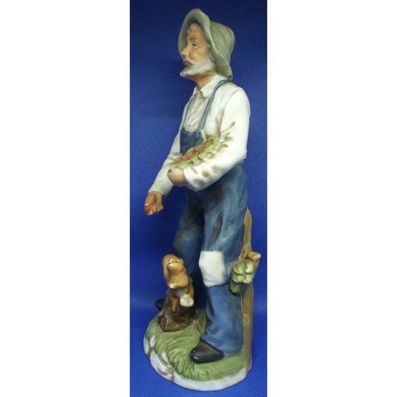 Homco 1409 Porcelain Farm Man Squirrel 8" Figurine old grandpa farmer basket - Picture 4 of 9